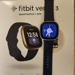 Fitbit Versa 3 Smartwatch - Midnight Blue and Gold